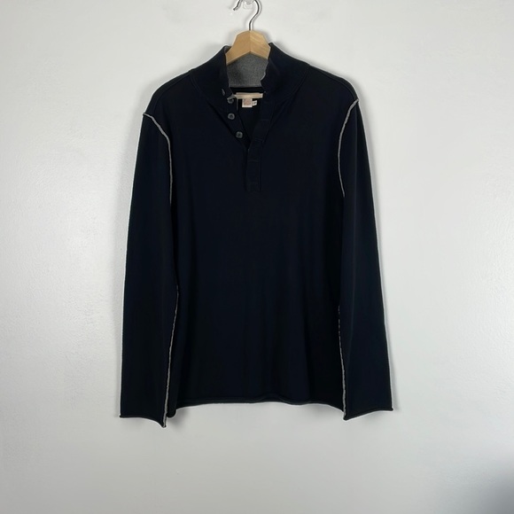 Carbon2Coblt Cashmere blend long sleeve button closure raw seam men's sweater M - Picture 1 of 7